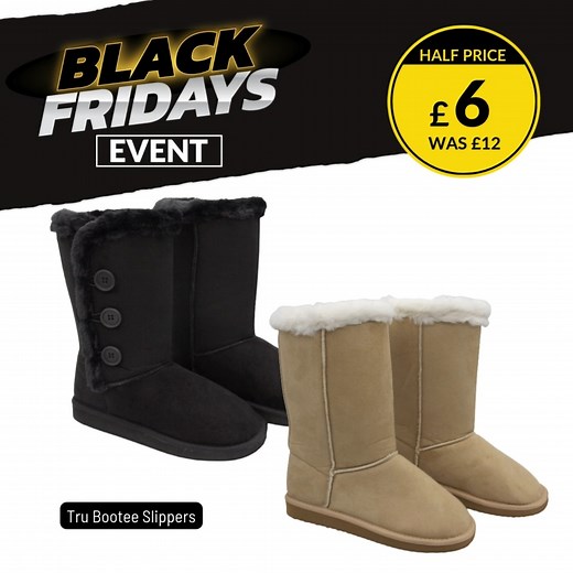 2.2K views | Give the gift of cosy feet this Christmas! Our gorgeous Tru Bootee Slippers are HALF PRICE in our Black Friday event making them just £6 a pair!! #blackfridaysattjs #blackfriday #blackfridaydeals #slippers #cosyfeet #booteeslippers | TJ Hughes | Facebook