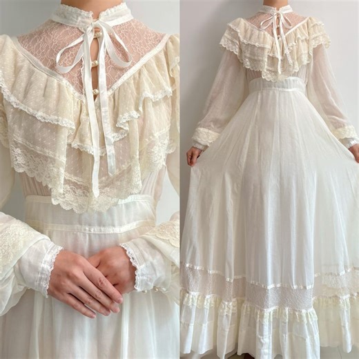Rare 1970s Gunne Sax Victorian Style Ivory Gauze Maxi Wedding Dress - Etsy