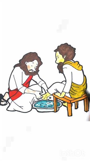 Drawing Jesus Washing Disciples' feet #drawing #JesusPraying #Jeshua #coloring #short