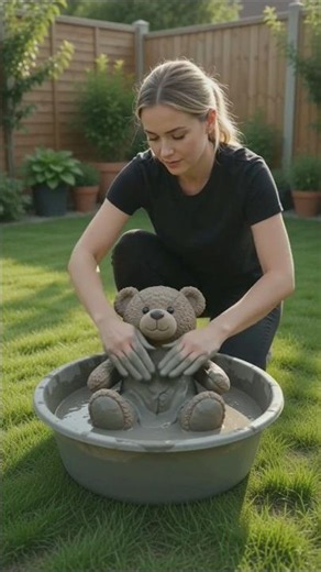 Amazing Cement to Teddy Bear Transformation 🧸 | Satisfying AI Construction Video | #Shorts