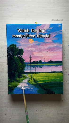 Sunset Countryside Acrylic Painting Tutorial | Landscape Painting for Beginners 🌅🎨