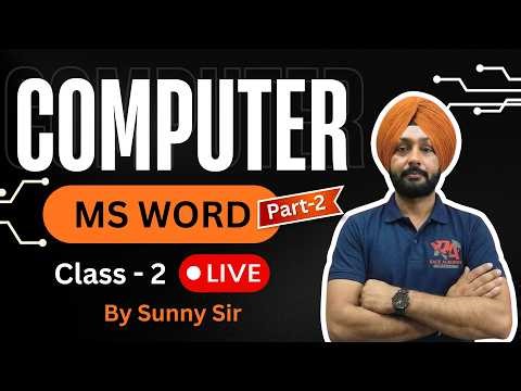 MS Word Computer class -2 By Sunny Sir || Live Class 🔴For PSSSB
