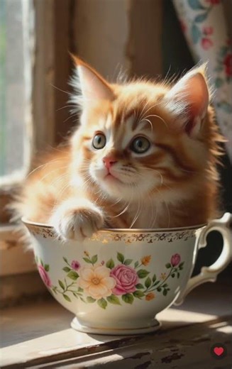Cute Chubby Ginger Cat in a Teacup 😺☕|Cutest Cat Moment Ever