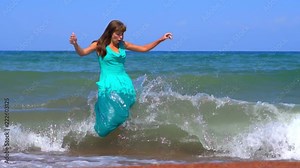 girl goes out to sea big waves