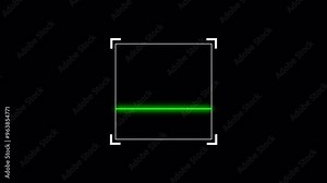 Scan sign QR Code and Bar Code scanner process with green laser, QR Code Scan interface animation on black background. animation of Barcode scanner.