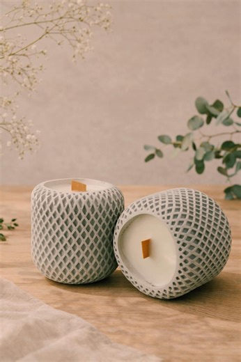 Handcrafted Concrete Candle, Modern Cement Vessel, Minimalist Home Decor, Natural Wax Candle - Etsy