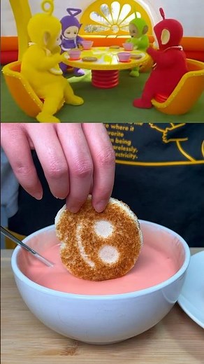 Tubby Toast with Tubby Custard from Teletubbies #breakfast #90skidshow #pinkcustard #followformore