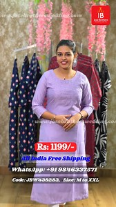 - Fabric: Polyviscose - Colors: Two-tone – Lavender and Ash - Neckline: Round neck - Sleeves: 3/4 length - Design Feature: Slitted sides with inner lining Rate - 1199/- Size - M to XXL Pdt code - JBW439283 --------------------------- Place Order Only through This WhatsApp Number: 9846337571 --------------------------- We will not contact you from other numbers, beware of fraudulent activities. #jbwedding #josebrothers #Kozhikode #calicut #kerala #free #shipping #shopping #kurthi #trending #reels