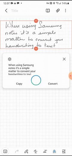 Converting notes to text on Samsung Notes