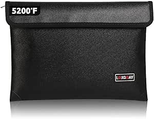Fireproof Document Bag - with 5200°F Heat Insulated, Waterproof Fireproof Bag with Zipper, 8 Layers of Functional Materials, Fireproof Money Bag for Cash/Documents/Valuables, Fire bag 11"x7.7"