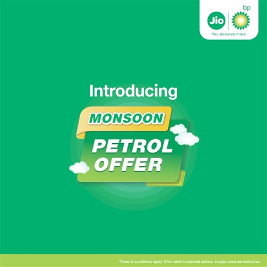 Monsoon is here so is the golden opportunity to win big rewards! Fuel your vehicles at Jio-bp mobility station and stand a chance to win discounts on your next refuel and gold vouchers! #MonsoonPetrolOffer #Jiobp | Jio-bp