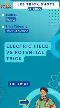 JEE (PHYSICS) Tricks | Electric Field vs Potential Trick | Solve Faster to Score Higher | JT–Ep020