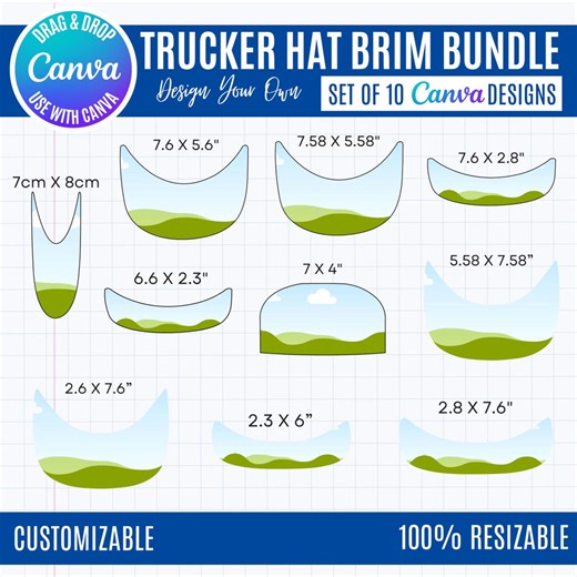 Trucker Hat Brim Canva Bundle, Retro Patch Designs (digital Download) - Etsy
