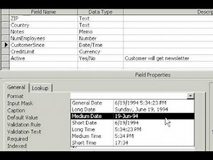 Access 102 - Lesson 03. Field Properties