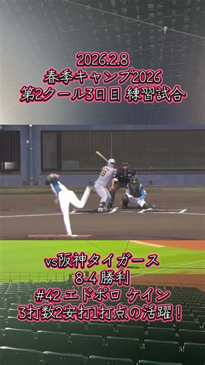 早速結果出してきた！！ #プロ野球 #北海道日本ハムファイターズ #春季キャンプ #阪神タイガース #エドポロケイン