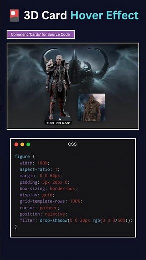 Epic 3D Game Character Showcase Card Animation 🔥 | HTML CSS Only