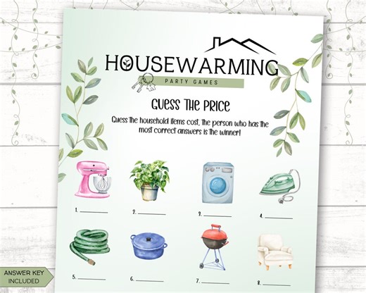 Housewarming Game Printable, Guess the Price Printable, Housewarming Game, New House Party Game - Etsy