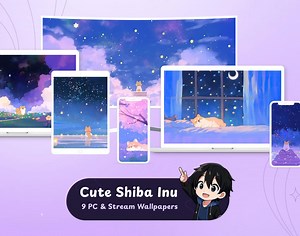 9 Shiba Inu Backgrounds | Desktop Wallpapers | Lofi Anime Screens | Cute Dog | Stream Overlays | Vtuber Backgrounds - Etsy Australia