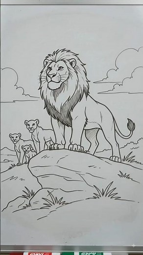 How to Draw a Cute Baby Lion Step by Step | Easy Lion Drawing Tutorial 🦁 #drawingreferences #viral