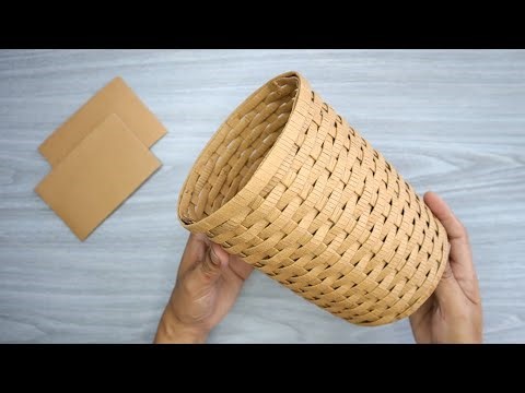 STORAGE BASKET CARDBOARD | Handmade Basket Weaving | Cardboard Recycle | Arts & Craft