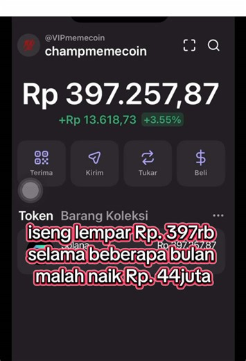 coba iseng lempar di koin $PEP dari ratusan ribu jadi ratusan juta lewat memecoin . #solana #phantom #memecoinseason #memecoins #cuantanpabatas