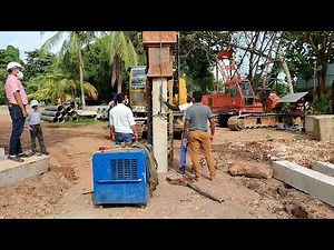 Pre cast concrete pile driving by Pile Rig Machine| How to drive a pre cast pile |Pile driver