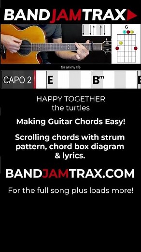 Happy Together by The Turtles | BANDJAMTRAX EASY GUITAR | Common Chords Preview