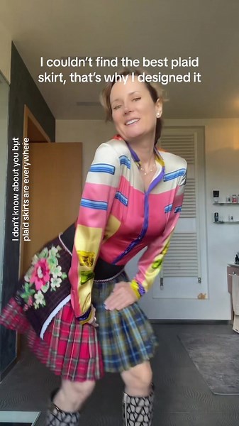 My take on plaid skirts 🌿🌺🌿 My design #plaid #plaidskirt #kilt #fashiontiktok #howtostyleoutfits #handmade #recycledfashion #upcycledfashion #upcycledclothing #fashiondesigner #imadethis #trendy #trendyfashion #pleatedskirt #pleatedskirtoutfits