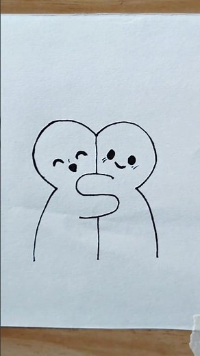 Cute Best Friends Hug Drawing 😍 #drawing #easydrawing