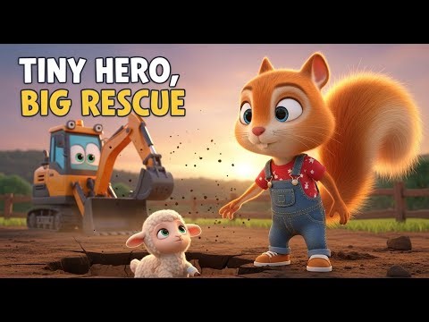 Farmer Squirrel Saves the Day: Cute Excavator Rescue & Farm Safety Adventure for Kids