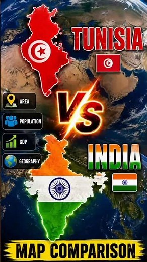 Tunisia vs India | Country Size & Map Comparison 2026 | Who Is Bigger?