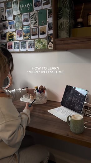 Rebecca Rose on Instagram: "If you’re spending hours studying but not retaining anything, you might not be learning the ‘correct’ way or at least not the most efficient way haha! Here’s what’s actually proven to help you learn faster: Spaced repetition → Review content in small chunks over days/weeks instead of cramming it all at once. Your brain retains way more when you space learning out. Active recall from day one → Don’t wait until revision to start testing yourself. Turn lecture content in