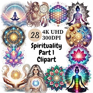 Spiritual Symbols Clipart: Chakras, Moons, Crystals (28 PNG) Commercial Use - Etsy