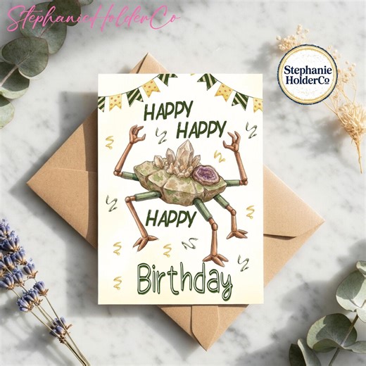 Rocky the Alien Birthday Card, Happy Happy Happy Space Greeting Card, Project Hail Mary Book Lover Birthday - Etsy