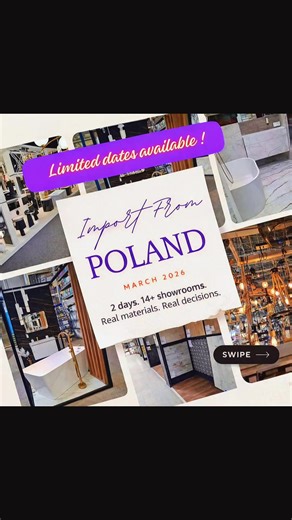 🛫 Choice changes everything. If you’re building or renovating in Ireland and want to make confident decisions without guesswork, Poland Materials Tours give you something brochures and websites never will — real comparison, in real time, in one place. Over 2 intensive days in Poland, you’ll visit 14 carefully selected stores and showrooms, including: ✔️ Bathrooms ✔️ Tiles ✔️ Lighting ✔️ Flooring ✔️ Doors & interiors ✔️ Finishes & details This isn’t a shopping trip. It’s a decision-making proces