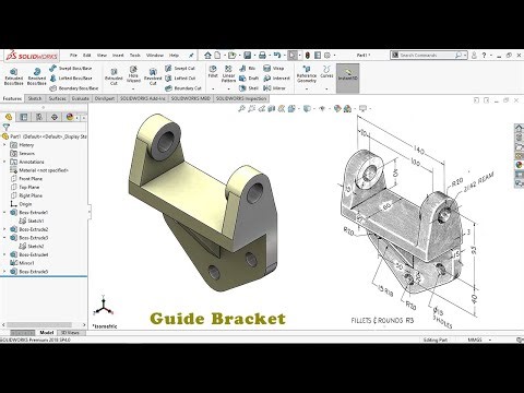 Solidworks Tutorial: Exercise #45 (Guide bracket)