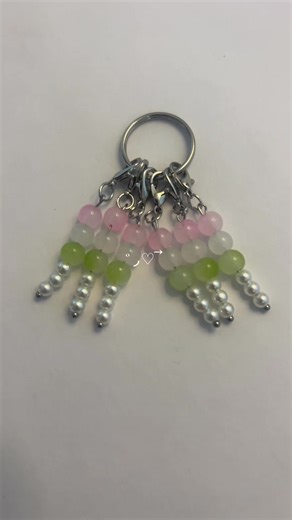 (๑•ᴗ•๑)I thought these were so cute as keychains!——- #dango #beadedjewelry #keychain #handmadejewelry #fyp Dango are chewy, sweet Japanese dumplings made from rice flour!:)