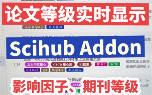非常好用的论文等级、影响因子实时显示工具 Scihub Addon, 和easyscholar一起使用真的很方便。