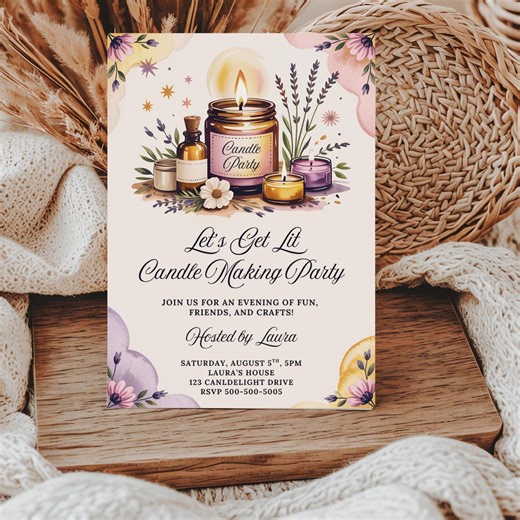 Candle Making Party Invitation: Digital Invite INSTANT DOWNLOAD Canva Template - Etsy