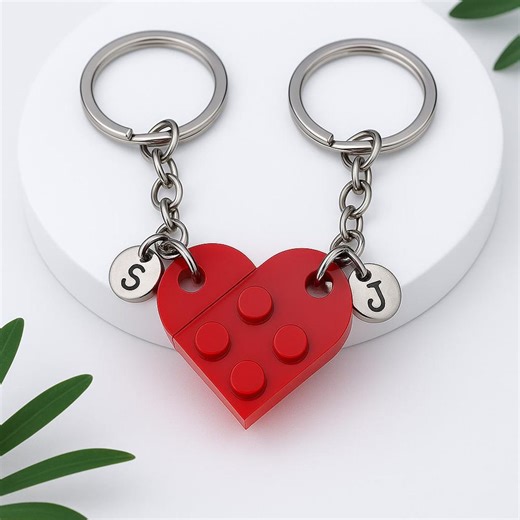 Initial Heart Keychain Set, Personalized Couple Boyfriend Girlfriend Gift, Matching Keychains for Her, for Him, Friend Gift, Couple Gift - Etsy