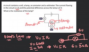 A circuit contains a cell, a lamp, an ammeter and a voltmeter. ... | Filo
