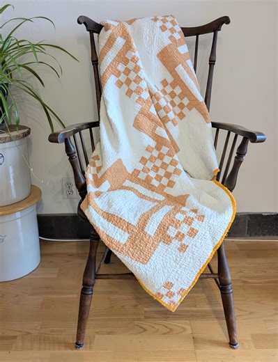 Antique Tile Quilt in White and Cheddar - Etsy