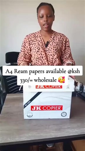 A4 Ream (80gsm, 500 sheets – e.g. Double A, Azar, Paperline, Mondi): 🟢 KSh 350 per ream (wholesale lower, retail higher) 🟢 KSh 1750 per carton (5 reams) A3 Ream (80gsm, 500 sheets): 🟢 KSh 550 ream 🟢 KSh 2,750/= per carton (5 reams). FOR ORDER AND DELIVERY KINDLY... 🛑 THE NUMBER ON MY BIO 🛑