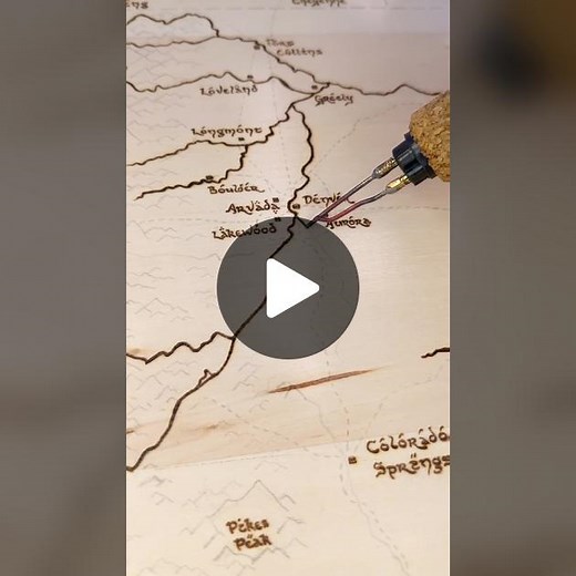 Lord of the Rings Inspired Woodburned State Map of Colorado