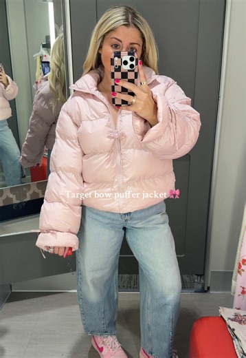 Stylish Target Bow Puffer Jacket for Winter
