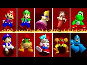 35 Characters Falling in LAVA Animations☠️- Super Mario 64 PC Port