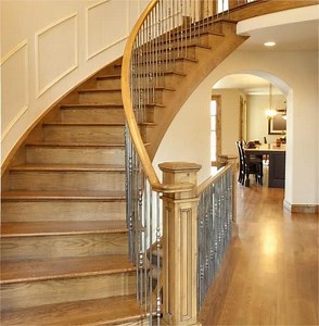 [Hot Item] Solid Oak Victorian Curved Staircase with Handcrafted Railing Bespoke Arc Stairs for Residential Use