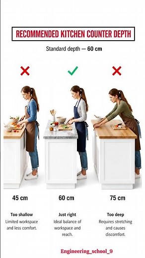 Recommended Kitchen Counter Depth | Standard Kitchen Countertop Size (60 cm) Explained 😱