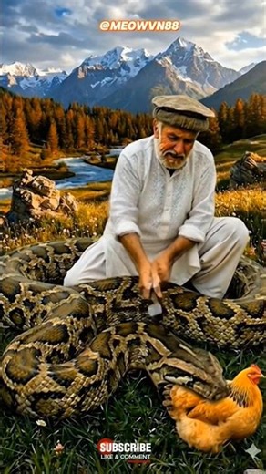 Brave Worker Rescues Hen From Python in Giant Log 🐔🐍 | Shocking Wildlife Rescue! #pets #shortsfeed