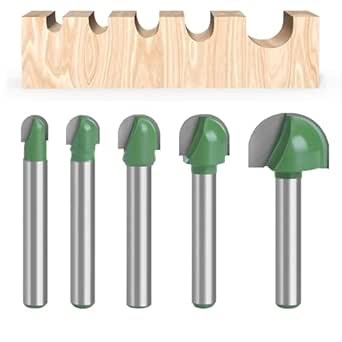 4-Piece Round Nose Core Box Router Bit Set - 16/19/22/25mm Sizes, 8mm Shank For Woodworking & Trimming Panel Groove Cutting